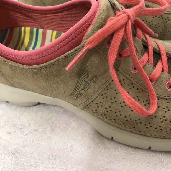 Dansko Elise Womens Suede Leather Sneakers Size 38‎ (7.5-8) Tan and Pink Comfort - Picture 3 of 10
